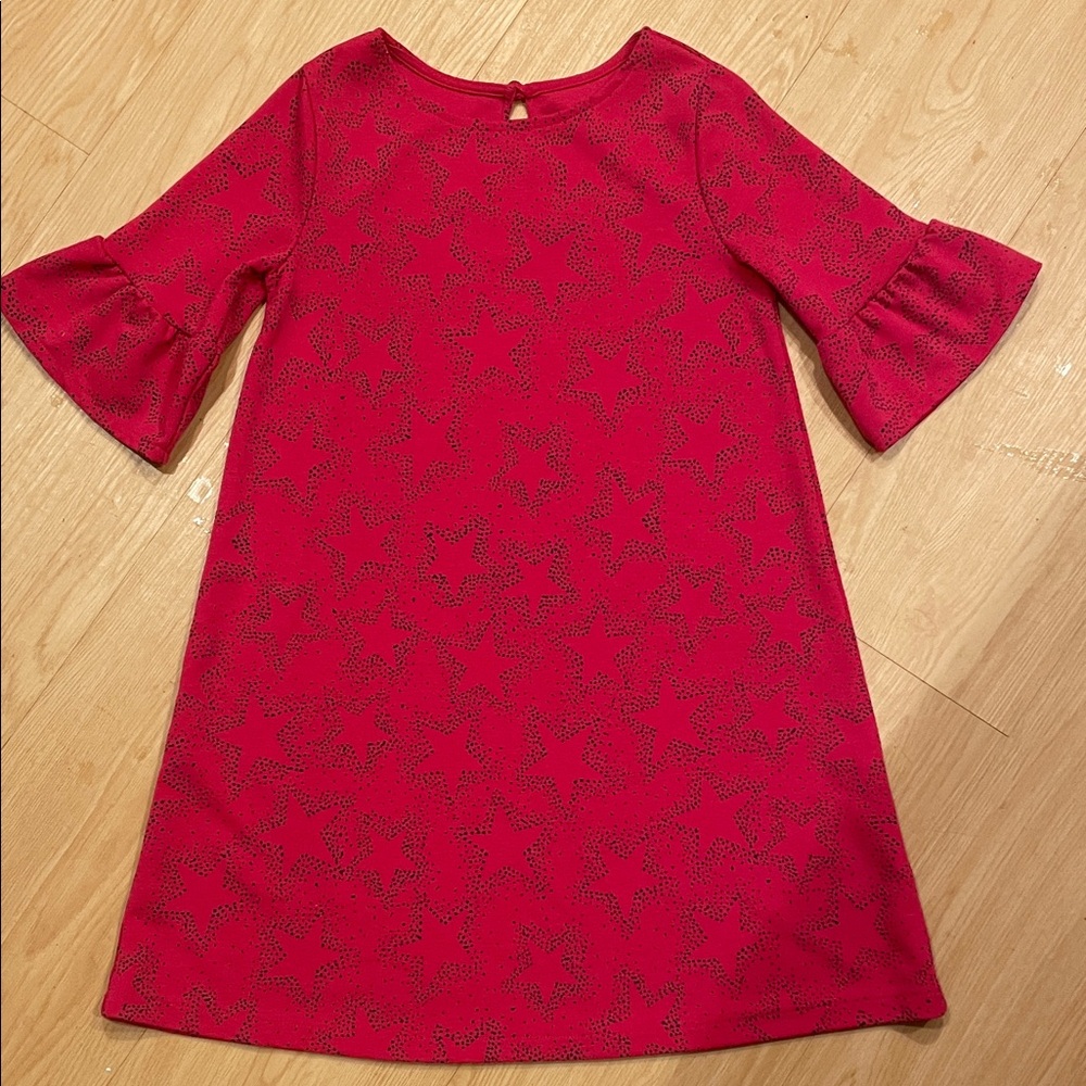 Lands' End Hot Pink Star Pattern  Dress. VGUC size S (7-8)